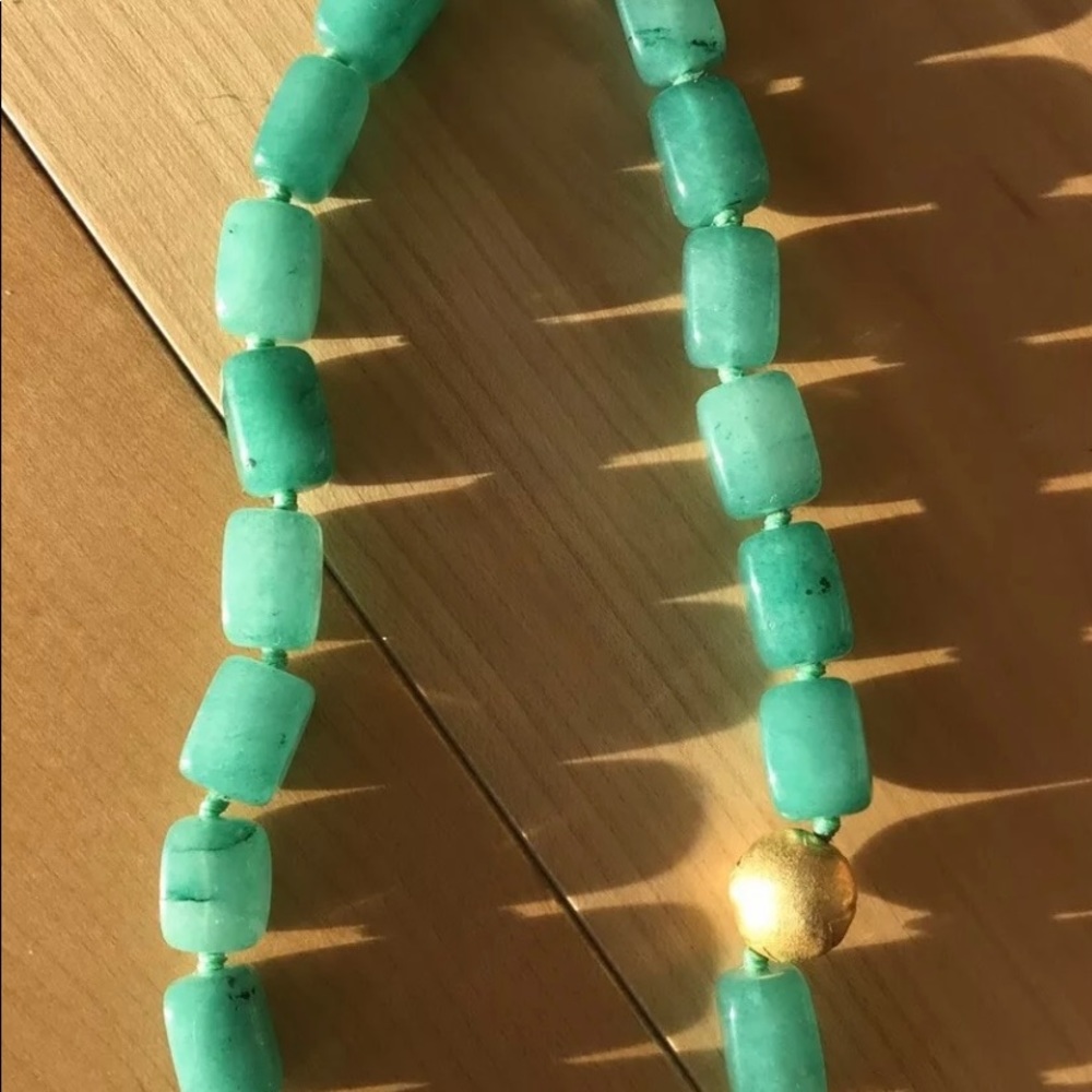 Nava Zahavi  18k Yellow Gold Chrysoprase Necklace 24k/SS Clasp Sundance catalog